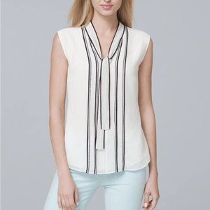 White House Black Market Sleeveless Tie Neck Blouse Size 0